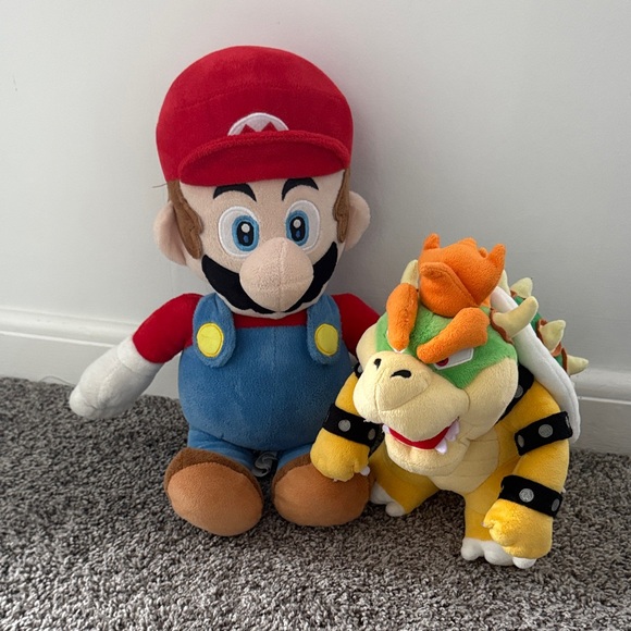 Nintendo Mario and Bowser Plush Duo - Red, Blue, Orange - Picture 1 of 3